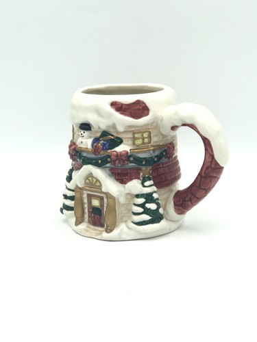 Omnibus by Fitz & Floyd Christmas Holiday Mug Cup Winter Snow House Snowman NEW! - Picture 2 of 6