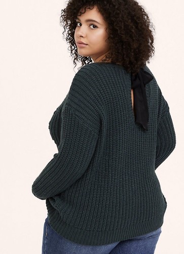 Torrid Green Cable Knit Back Self-Tie 