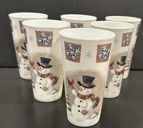 Snowman Xmas Cup Set Of 6 Hard Plastic