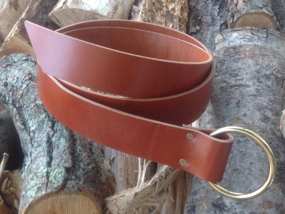 Cinturón Anillo Medieval Marrón Castaño 2" Ancho SCA Juegos con disfraces LARP Pirata Feria Vikinga Foto 3 de 4