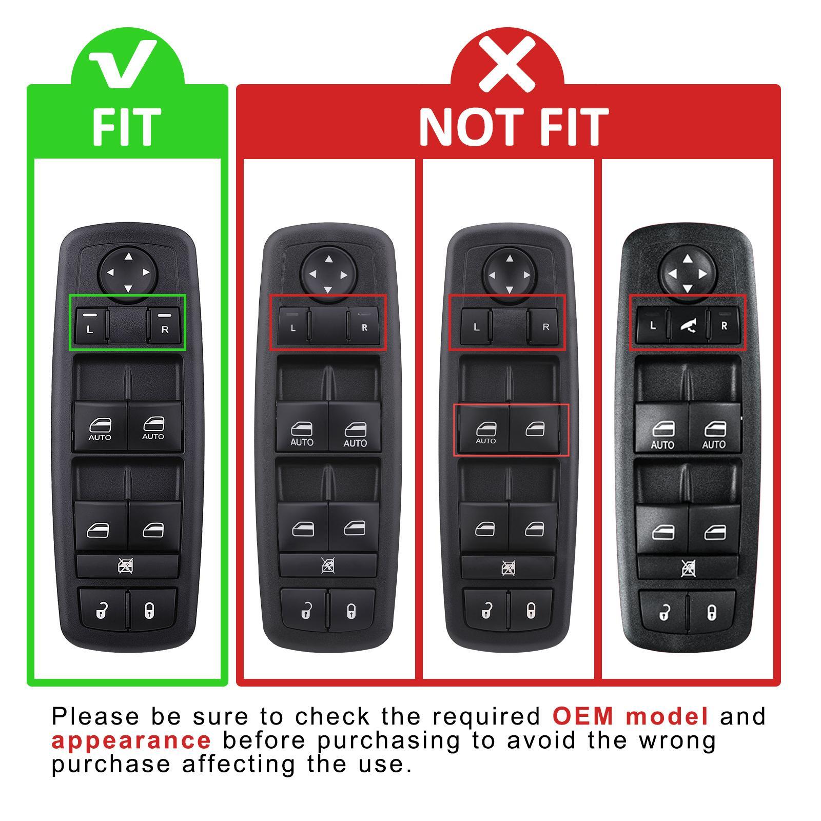 Interrupteur De Fenêtre Conducteur Pour Dodge Ram 1500/2500/3500 (2009-2012) - Éclairage Vert LED - CNPAPC