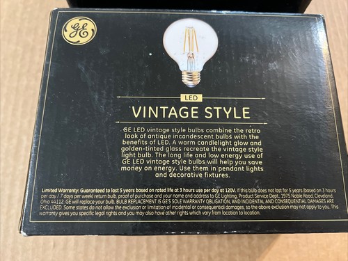 GE Vintage Style LED Light Bulbs G25 Medium Base 60W Amber Glass (2 Boxes) - Picture 5 of 11