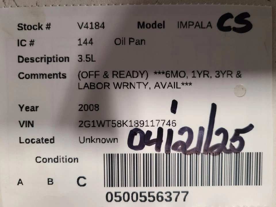 Used Engine Oil Pan fits: 2008 Chevrolet Impala 3.5 Grade C — 第 3/4 张图片