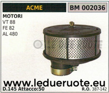 387142 FILTRO ARIA COMPLETO MOTORE ACME VT88 FE82 AL480 ATTACCO Ø50 mm Ø145 mm