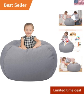 Kid-Friendly Cotton Canvas Bean Bag Chair Cover - Hassle-Free Lifetime Warranty