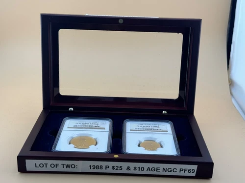 LOT OF TWO; 1988-P  $10 & $25 American Gold Eagle NGC PF69-RARE