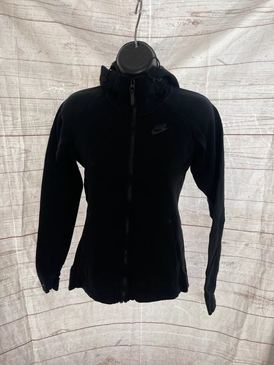 Nike Women s Active Jacket Hooded Zipper Front Black Swoosh Logo Size XS