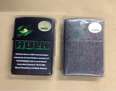 Zippo Lighter Superhero Hulk Set of 4 Made in 2002/2003 Zippo Lighter Superhero Hulk Set of 4 Made in 2002/2003