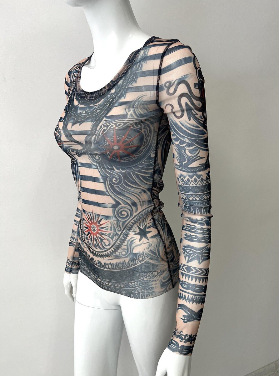 トップス Jean Paul Gaultier lace mesh long sleeve Jean Paul Gaultier 1990s Mesh Long Sleeve Top – Vintage Grace