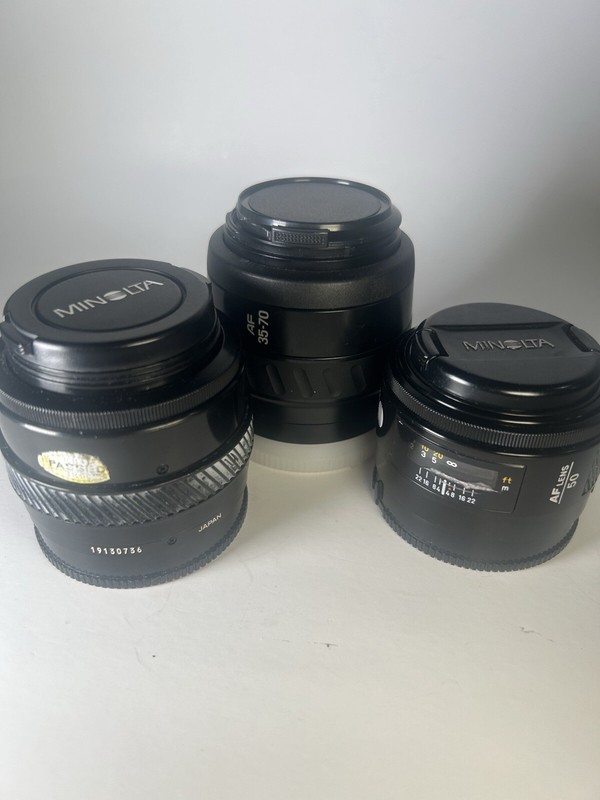 MINOLTA MOUNT LENS BUNDLE: Zoom 35-70 F3.5-4.5, 50mm f/1.7, Maxxum 35-70m F4