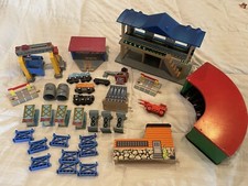 LOT Wooden Railway Pieces Train Set Bridges Buildings Trains