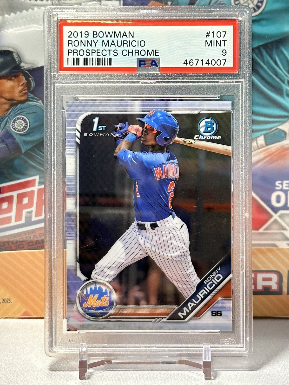 2019 Bowman Chrome Prospects 1st #BCP-107 Ronny Mauricio PSA 9 Mint NY Mets