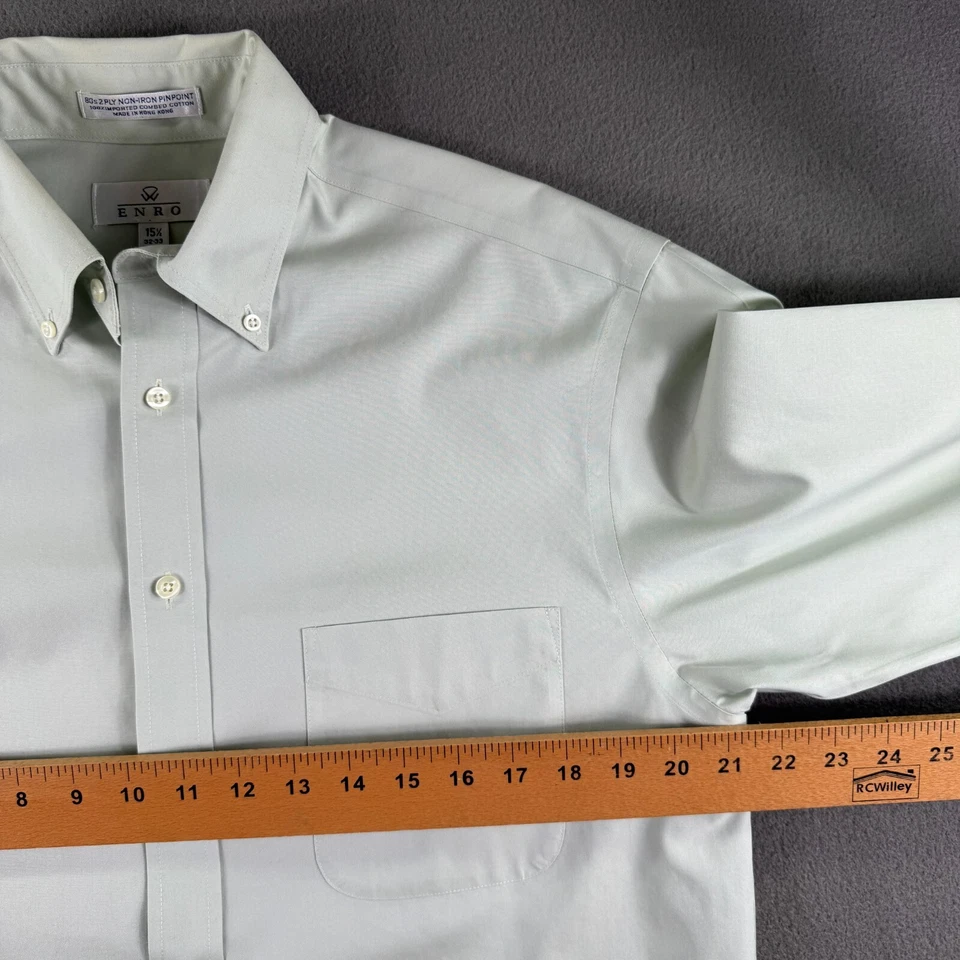 Camisa de vestir Enro para hombre 15,5 verde de lujo años 80 traje de oficina con botones Softal 42 Foto 4 de 4