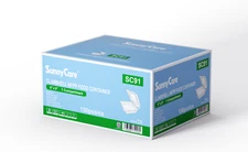Sunnycare Clamshell MFPP Hinged Container Disposable 9X9, 1 COMPT, White, 150ct