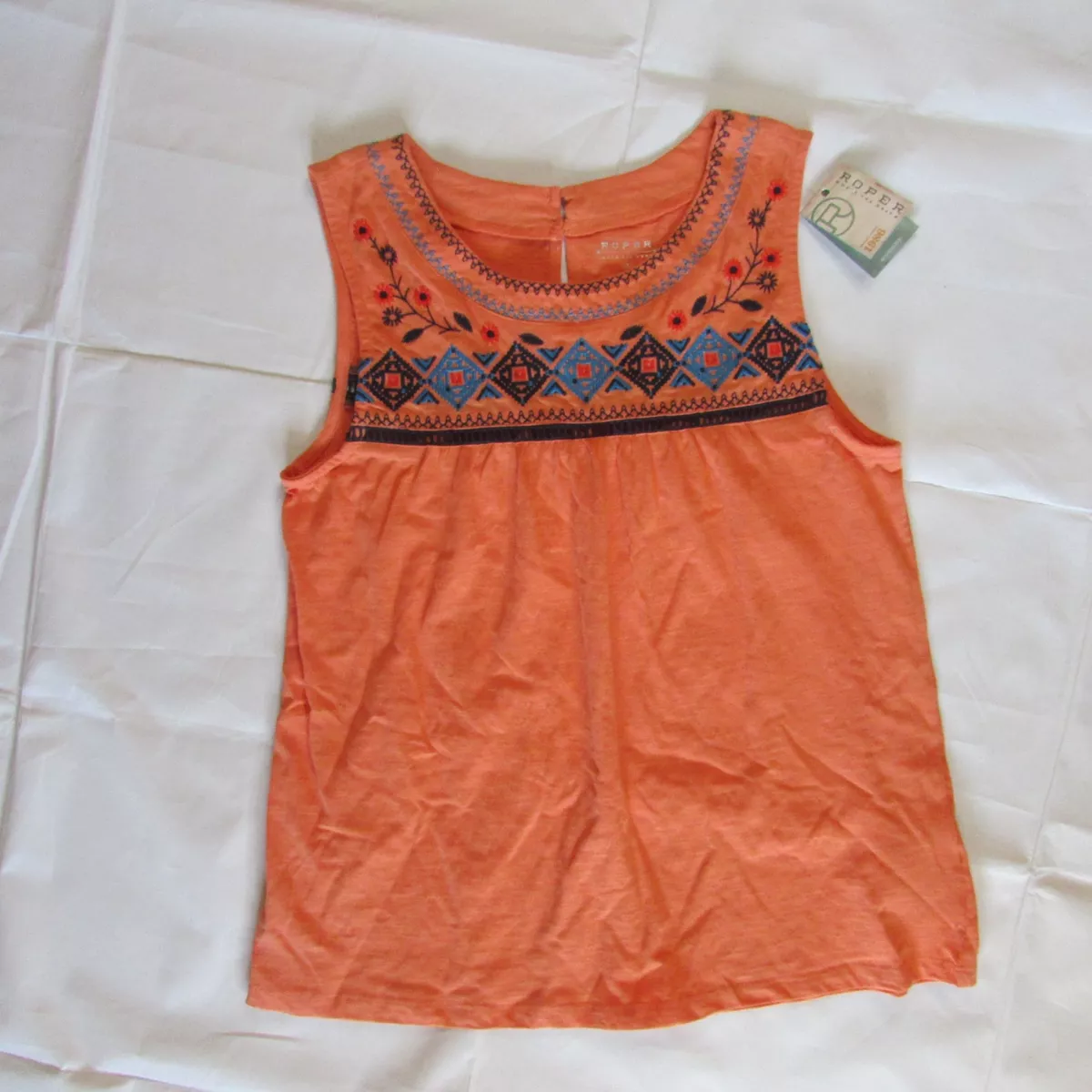 Roper Women's Small Sleeveless Southwestern Embroidered Tank Top