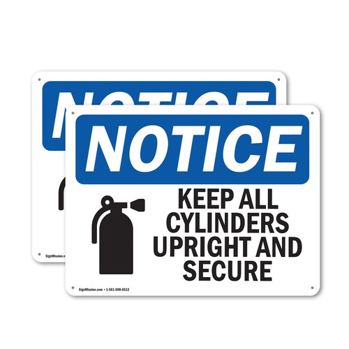 (2 Pack) Keep All Cylinders Upright And Secure OSHA Notice Sign Decal Metal - Bild 1 von 21