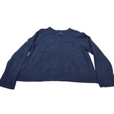 Quince 100 Organic Cotton Cable Knit Fisherman Crew Sweater in Navy Size Large