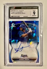 Ronny Simon Auto Rookie Blue Refractor 2023 Bowman Chrome Autographs CGC 9 | 10