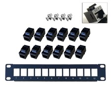 12 Port Straight-throu CAT6 Patch Panel RJ45 Cable Adapter Keystone Jack