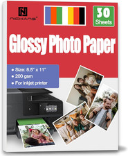 Glossy Photo Paper 8.5X11, 53 LB/200 Gsm, 30 Sheets, Letter Size, Photo Paper fo