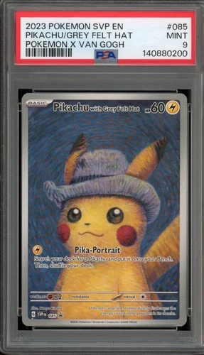 Pokemon Pikachu with Grey Felt Hat Van Gogh Full Art Promo SVP EN 085 PSA 9 Mint