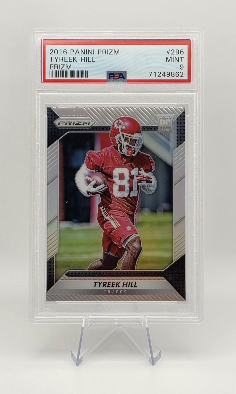 Tyreek Hill 2016 Panini Prizm Rookie Silver Prizm PSA 9 MINT Chiefs #296 RC view 1