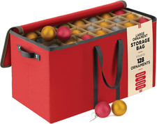 Large 128 Christmas Ornament Storage Box, Adjustable Compartment Dividers, Dual