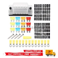 6 Way Blade Fuse Block Car Boat Auto Power Distribution Holder Box Kit US