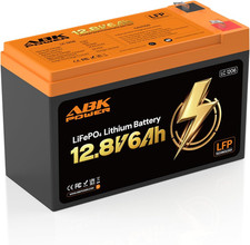 12V 6Ah LiFePO4 Battery, 76.8Wh Deep Cycle Rechargeable Battery with 10A BMS, 60
