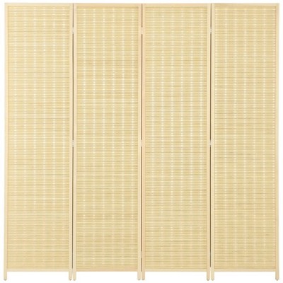 HOMCOM 4 Paneele Faltbarer Raumteiler 170cm Wand Sichtschutz Natur