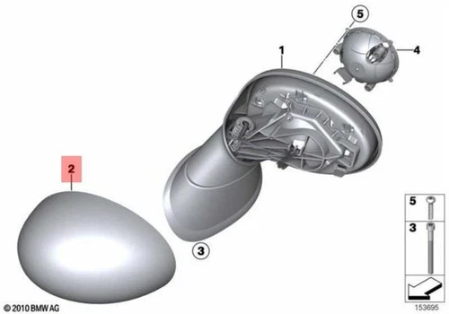 Genuine MINI Cooper JCW One R55 R56 R57 Mirror cover right chrome 51162753882