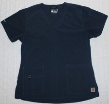 Carhartt Force Modern Fit Stretch Scrub Top Shirt Navy Blue Medical Women Size M