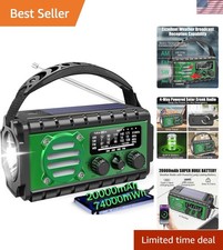 Compact NOAA Weather Radio: 20000mAh Battery, SOS Alarm & Hand Crank Charger