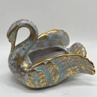 Stangl Pottery Antique Gold Turquoise Swan Planter 5034 Trinket Dish~ Trenton NJ