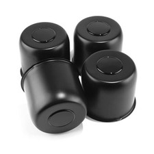 4Pcs 4.9" Push Through Wheel Center Caps Stainless 4.9" Hub 4.47"H Matte Black