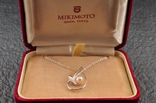 Near mint Japan brand "MIKIMOTO"  Akoya pearl pendant 925 silver (total 14.5ct).