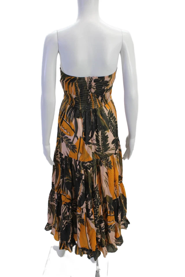 Vestido abstracto Karina Grimaldi para mujer con cremallera trasera sin tirantes marrón rosa talla XS Foto 3 de 4