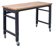 Workshop Bench 48in Wide 25mm Rubber Wood Top 2000lb Load Capacity