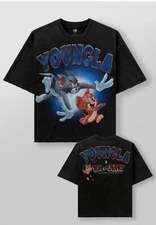 YOUNGLA SOLD OUT - (XL) - 4082 - TOM & JERRY TEES - OVERSIZED -  MONOCHROME