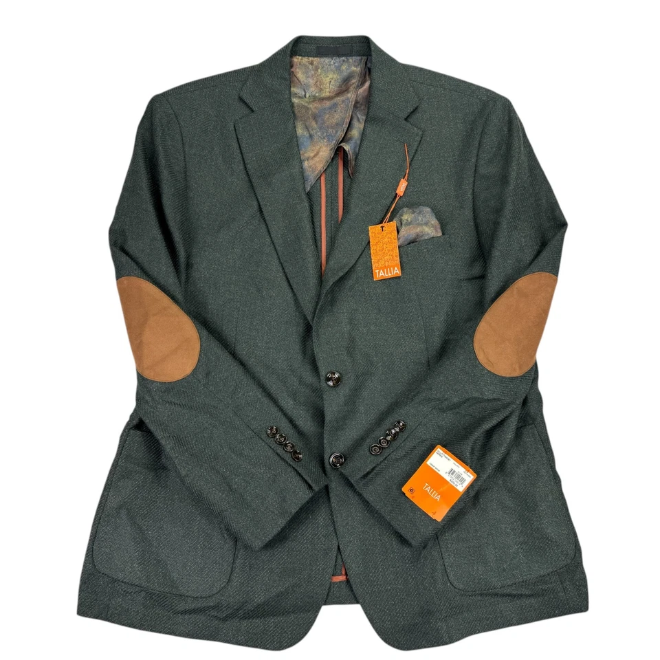 Abrigo deportivo Tallia para hombre ajustado mezcla de lana verde oliva 48R Foto 3 de 4