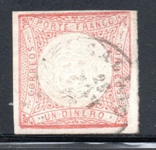 PERU, stamp classic UN DINERO ROSADO, MATASELLOS DE CALLAO    #OCT31-02
