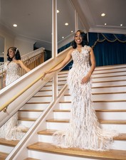 Elegant Handmade Beading Bridal Gown with Train Attached