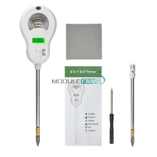 6 in 1 Digitaler Bodentester PH Feuchtigkeit Fruchtbarkeit Temperatur Sonnenlicht Pflanzentest - Bild 26 von 27