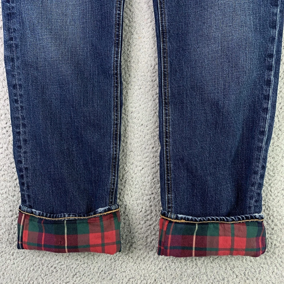 Pantalones de mezclilla J Crew para hombre 35x33 azul índigo sutton franela forrados a cuadros rectos Foto 2 de 4