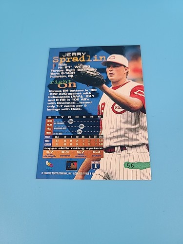 1994 Topps Jerry Spradlin #56 ML Debut Cincinnati Reds Baseball Card - Picture 2 of 2