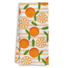 Orange Kitchen Towels Fruit Lover Gifts Summer Citrus Striped Dish 16x24 Inches