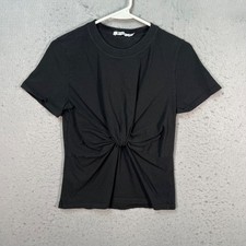 Alexander Wang Womens Medium Black Crewneck Short Sleeve Twist Front T-Shirt