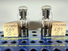 Matched Pair Sylvania 6B4G Same Date Black Plate D-Getter Test Like NOS Tube