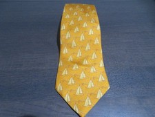 Burberrys Tie Mens Gold Silk Sailboat Rope Necktie Vintage Classic Width