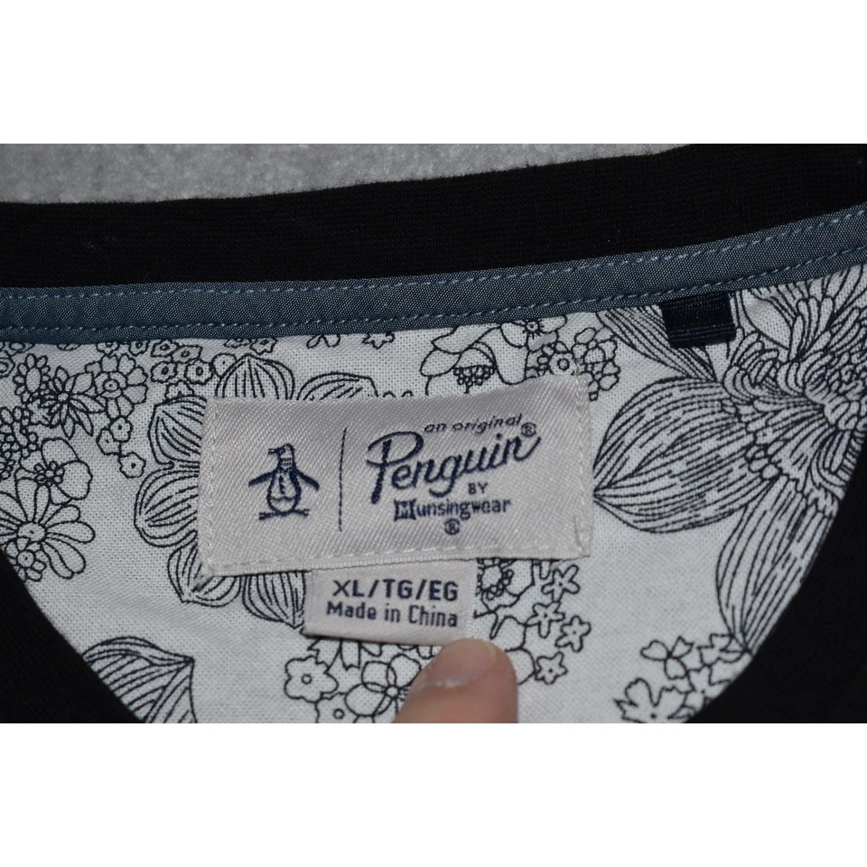 Camiseta An Original Penguin by Munsingwear Para Hombre Talla XL Negra Floral Algodón Foto 4 de 4